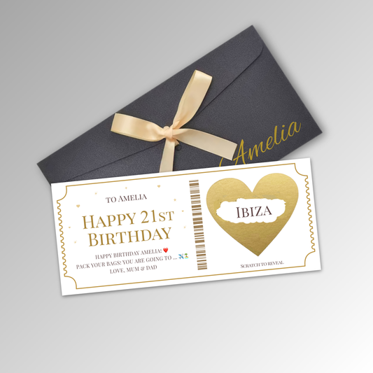 Personalised Scratch Off Surprise Ticket Card
