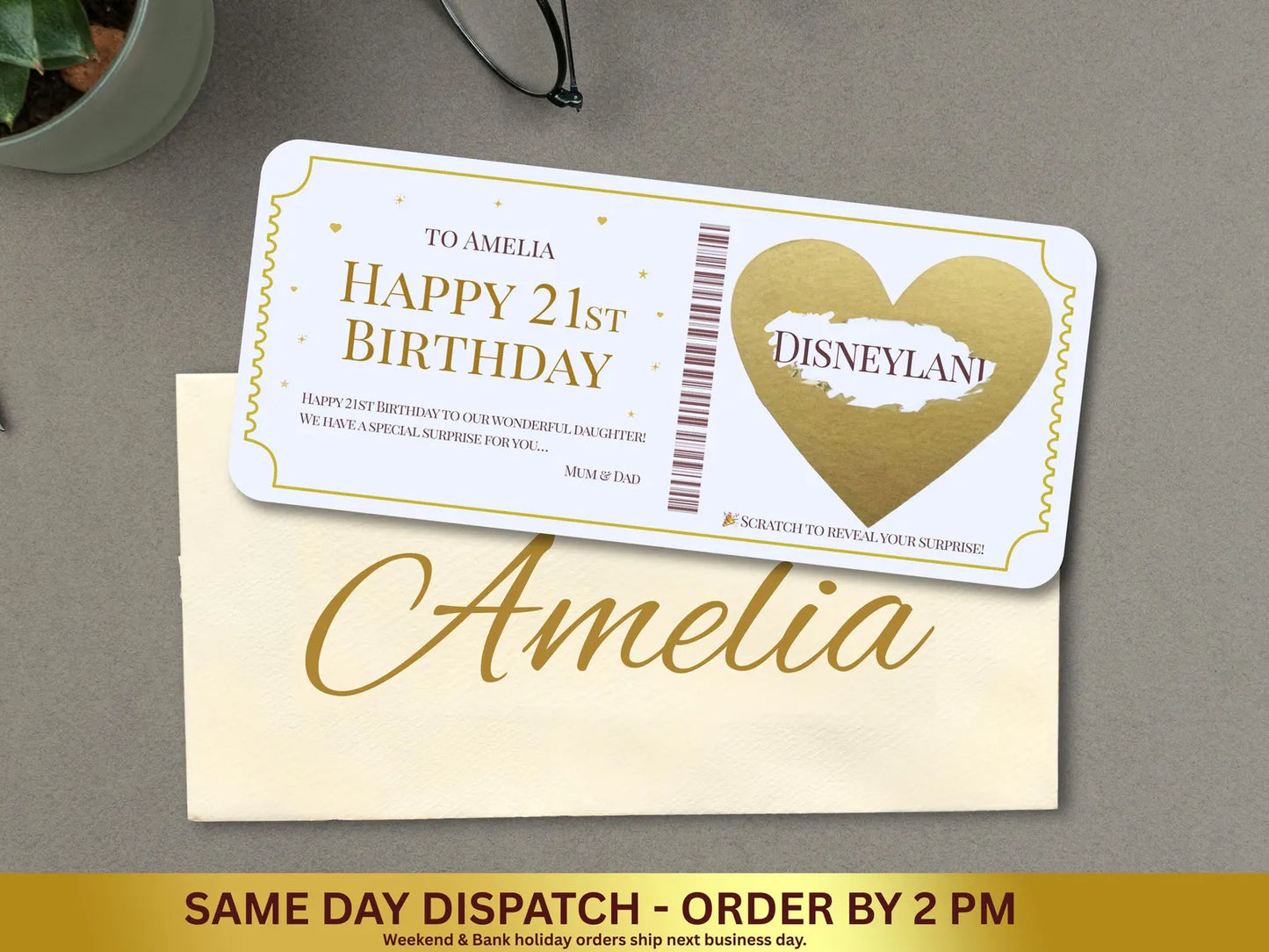 Personalised Scratch Off Surprise Ticket Card