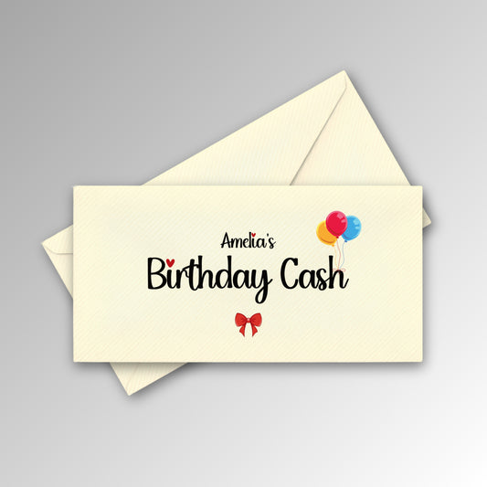 Personalised Birthday Cash Envelope - Black