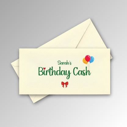 Personalised Birthday Cash Envelope - Green