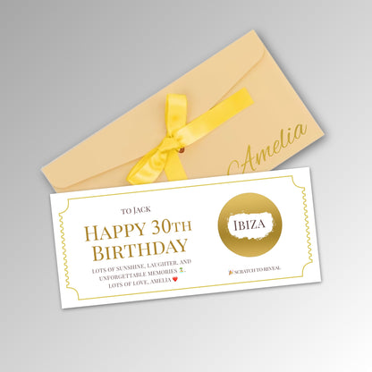 Personalised Birthday or Christmas Scratch Reveal Card - Premium Gold Envelope with GOLD Card (With Name)