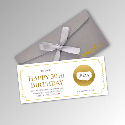 Personalised Birthday or Christmas Scratch Reveal Card - Premium Silver Envelope with GOLD Card (With Name)