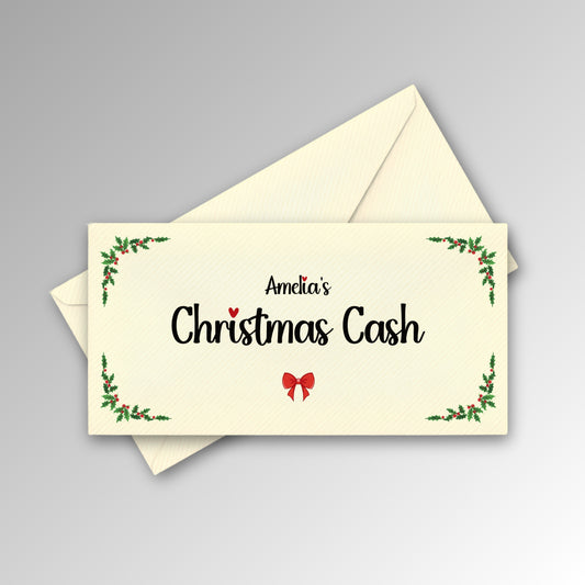 Personalised Christmas Cash Envelope - Black