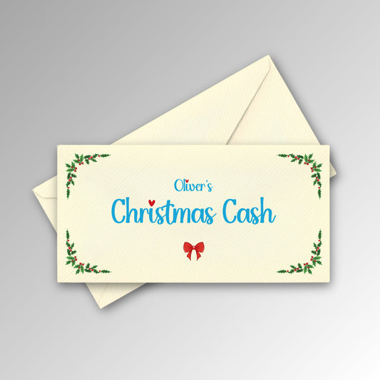 Personalised Christmas Cash Envelope - Blue