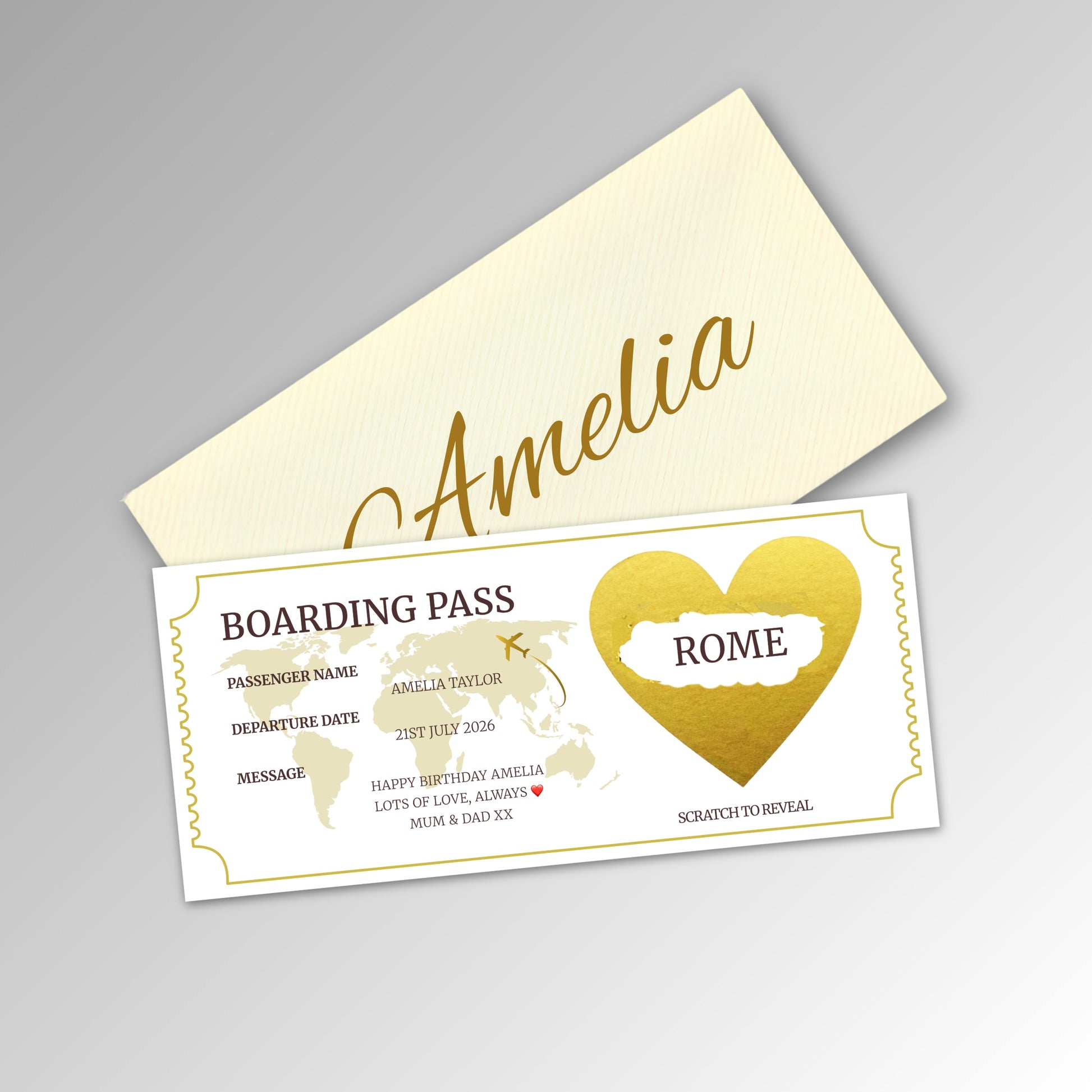 Personalised Boarding Pass - Classic Ivory Envelope (With Name)