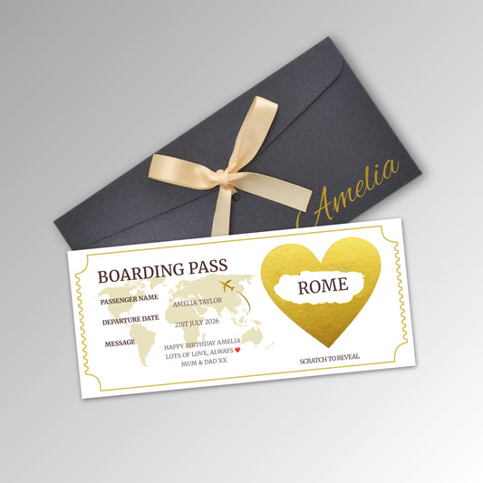 Personalised Boarding Pass - Premium Black Envelope (With Name)
