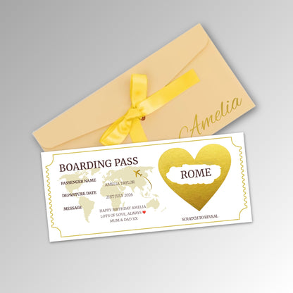 Personalised Boarding Pass - Premium Gold Envelope (With Name)