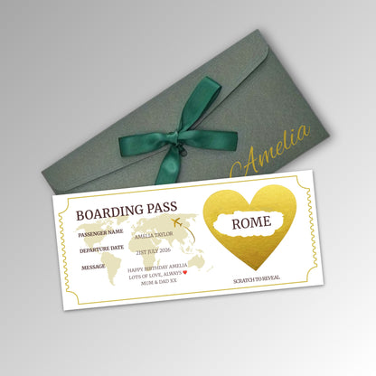 Personalised Boarding Pass - Premium Green Envelope (With Name)