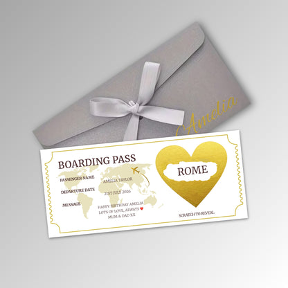 Personalised Boarding Pass - Premium Silver Envelope (With Name)