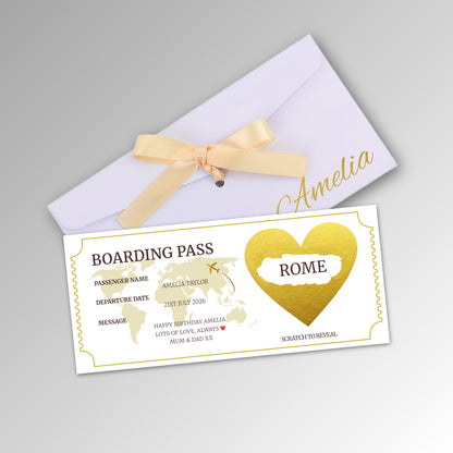 Personalised Boarding Pass - Premium White Envelope (With Name)
