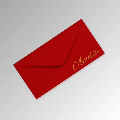 Custom Name Envelope, Christmas Cash, Premium Envelope for Invitation, Luxury Wedding Envelopes, Cash Envelopes, Birthday Cash - Classic Red Envelope with Name