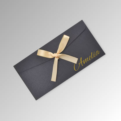 Custom Name Envelope, Christmas Cash, Premium Envelope for Invitation, Luxury Wedding Envelopes, Cash Envelopes, Birthday Cash - Premium Black Envelope with Name