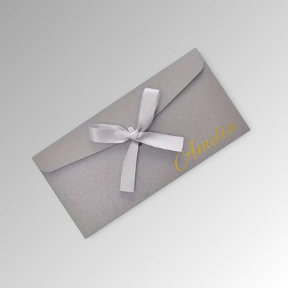 Custom Name Envelope, Christmas Cash, Premium Envelope for Invitation, Luxury Wedding Envelopes, Cash Envelopes, Birthday Cash - Premium Silver Envelope with Name