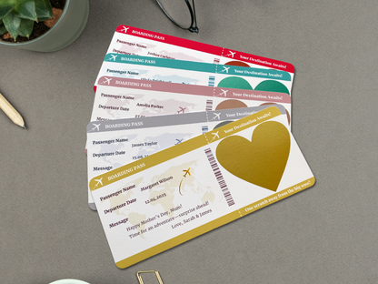 Personalised Scratch Off Boarding Pass Ticket, Scratch Reveal Holiday Gift