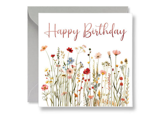 Wild Flower Watercolour Birthday Card