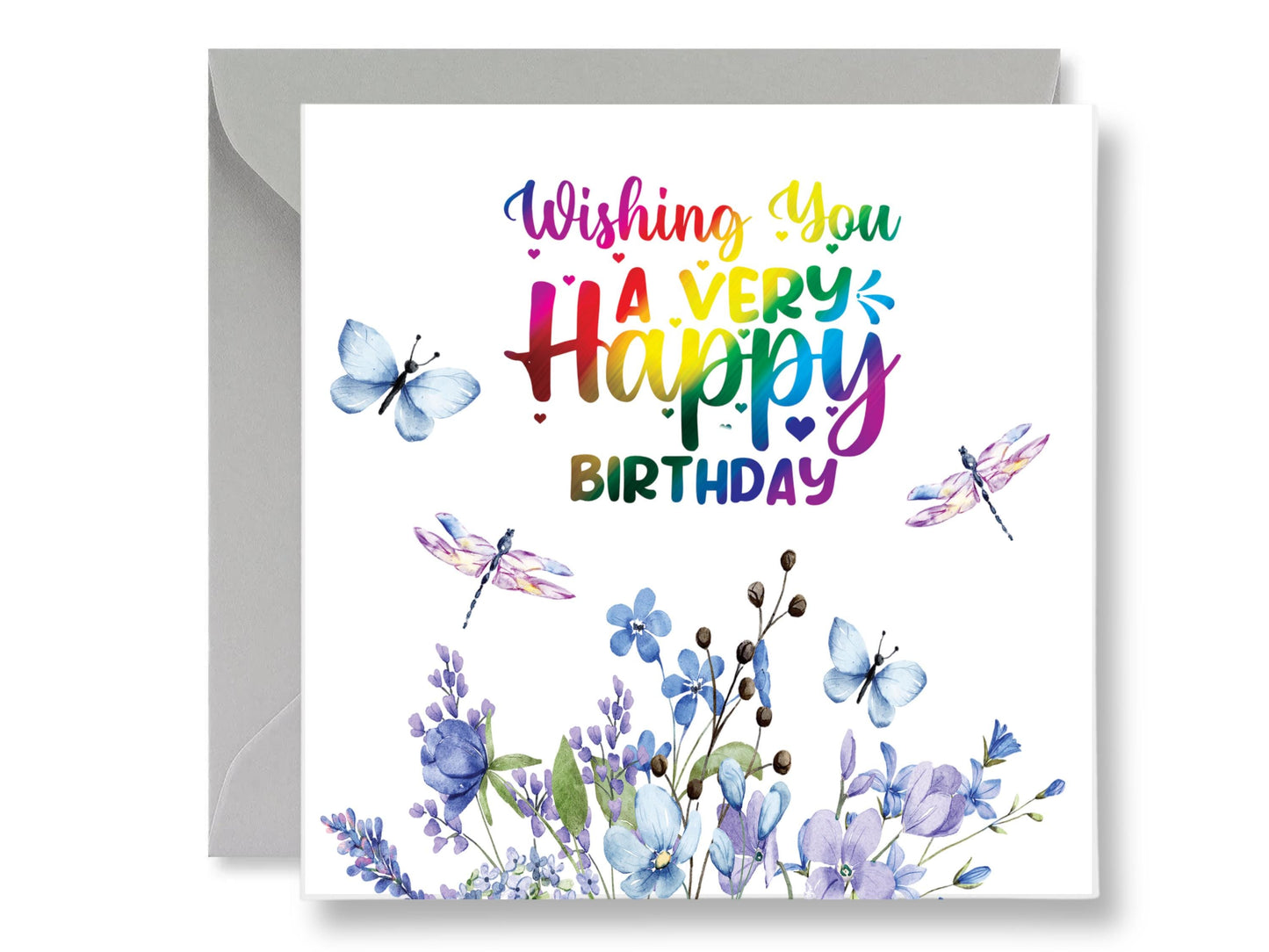 Wildflower Watercolor Birthday Card - Handmade Foil with Bookmark