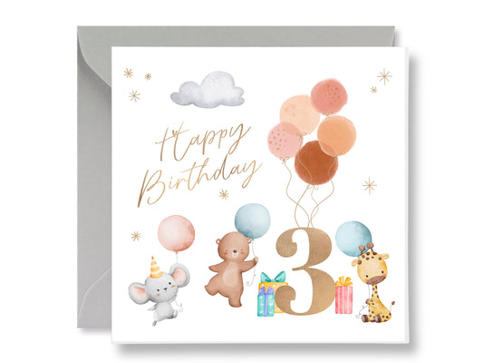 3rd Balloons Birthday Card