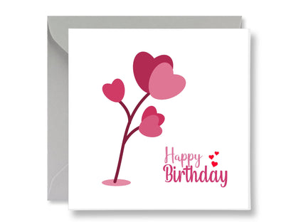 Heart Flower Birthday Card