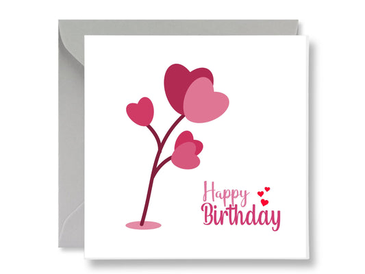 Heart Flower Birthday Card