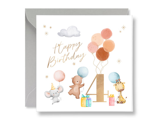 4th Balloons Birthday Card