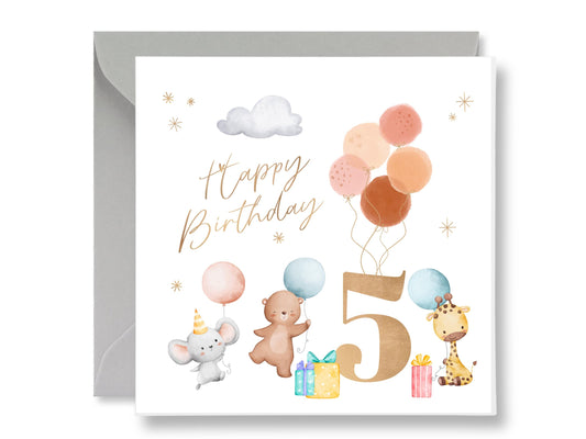5th Balloons Birthday Card