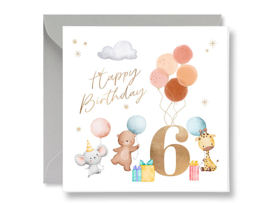 6th Bolloons Birthday Card