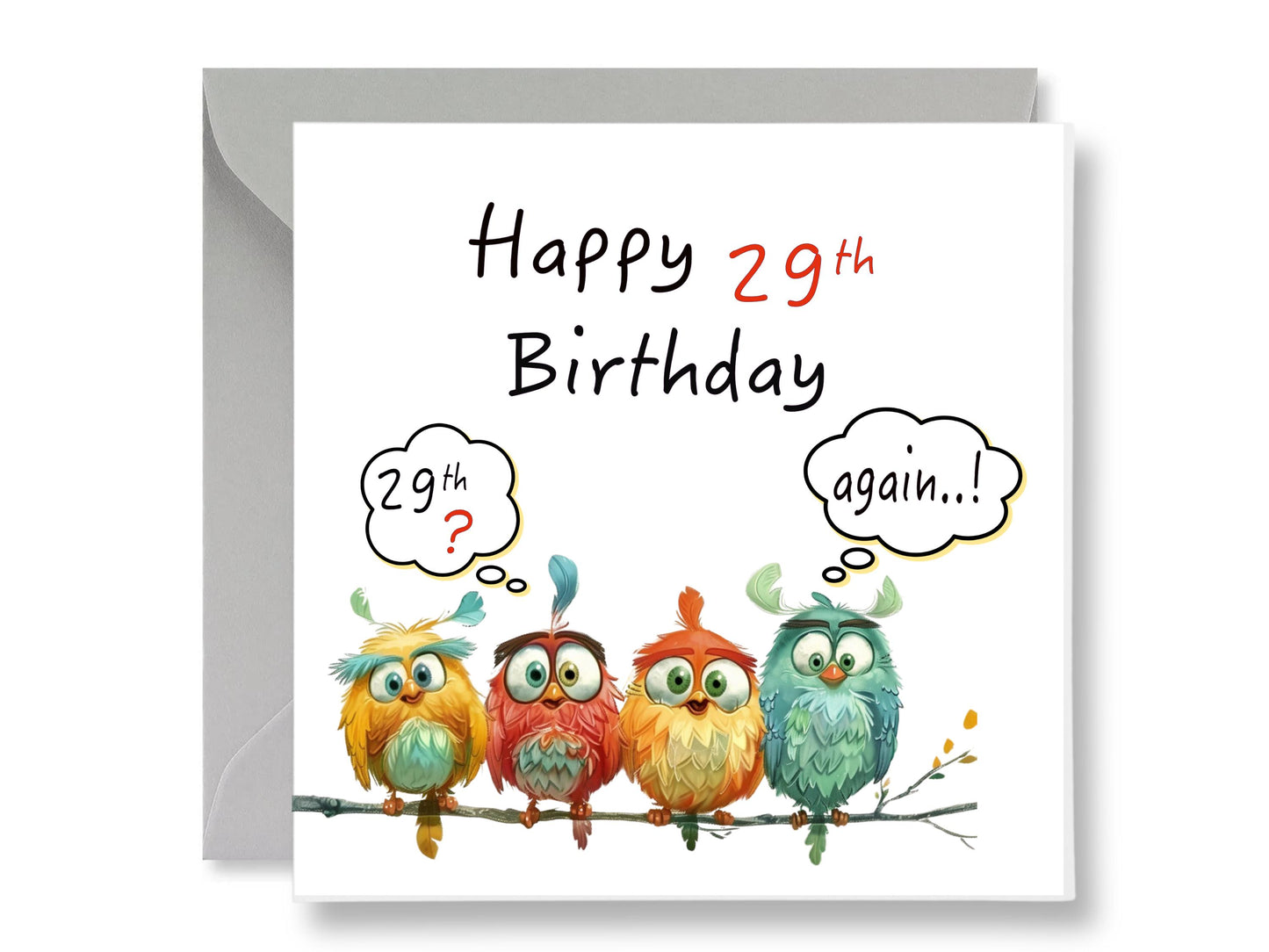 Funny 29th Birthday Card, Handmade with Gift Tags