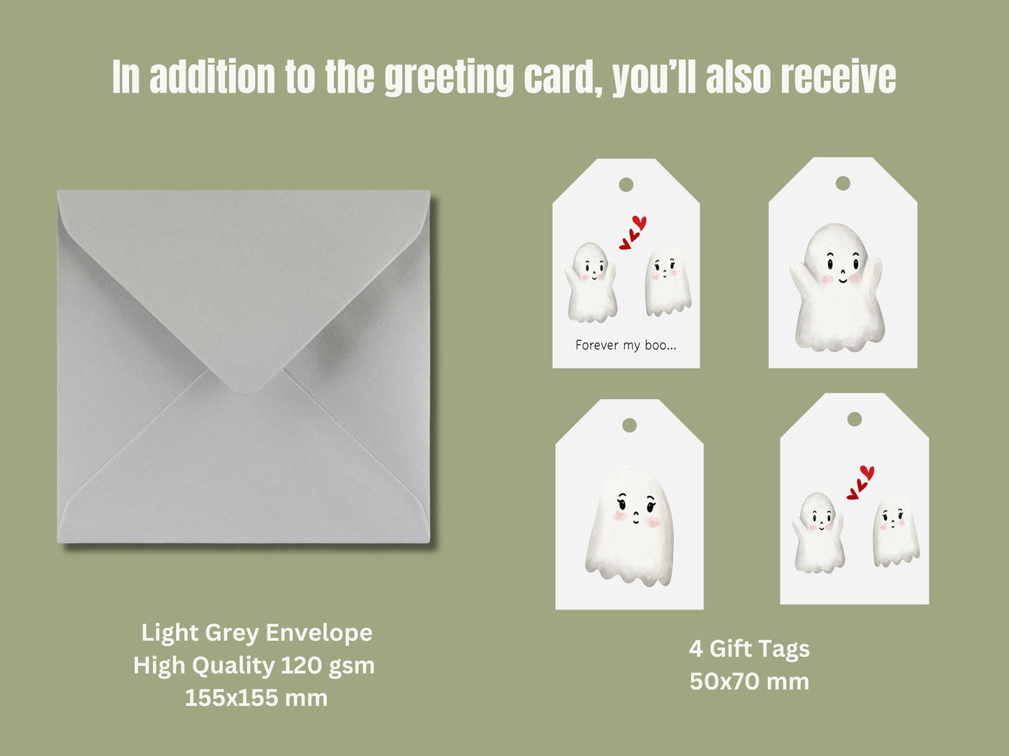 Funny Ghost Anniversary Card, 'Forever My Boo', Premium Matte