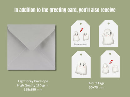 Funny Ghost Anniversary Card, 'Forever My Boo', Premium Matte