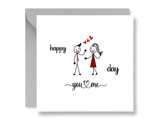 Happy You and Me Day Card, Cute Couple Anniversary Card