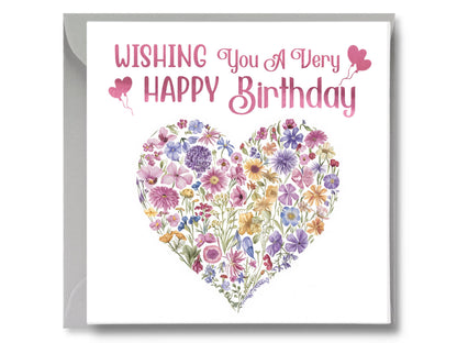 Foil Wildflower Birthday Card – Handmade with Bookmark & Gift Tag