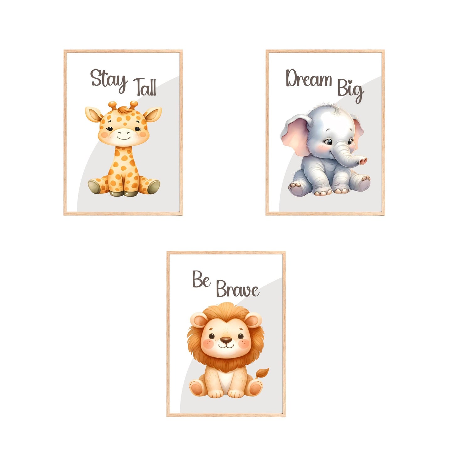 Nursery Animal Prints, Inspirational Baby Room Decor, Set of 3