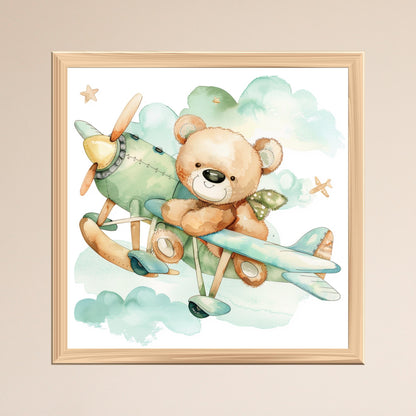 Whimsical Nursery Decor Prints – Bear, Dinosaurs, Sleeping Baby (Set of 3 Unframed)