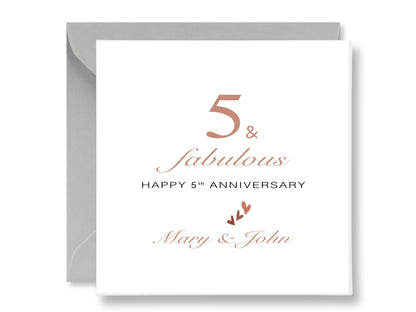 Personalized 5th Happy Anniversary Card