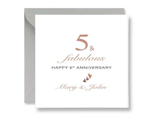 Personalized 5th Happy Anniversary Card
