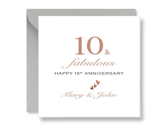 Personalized 10th Happy Anniversary Card