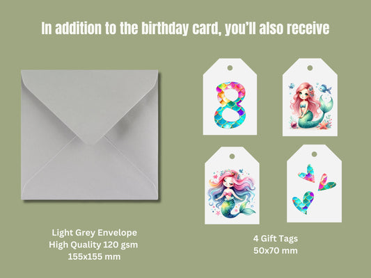 Mermaid 8th Birthday Card