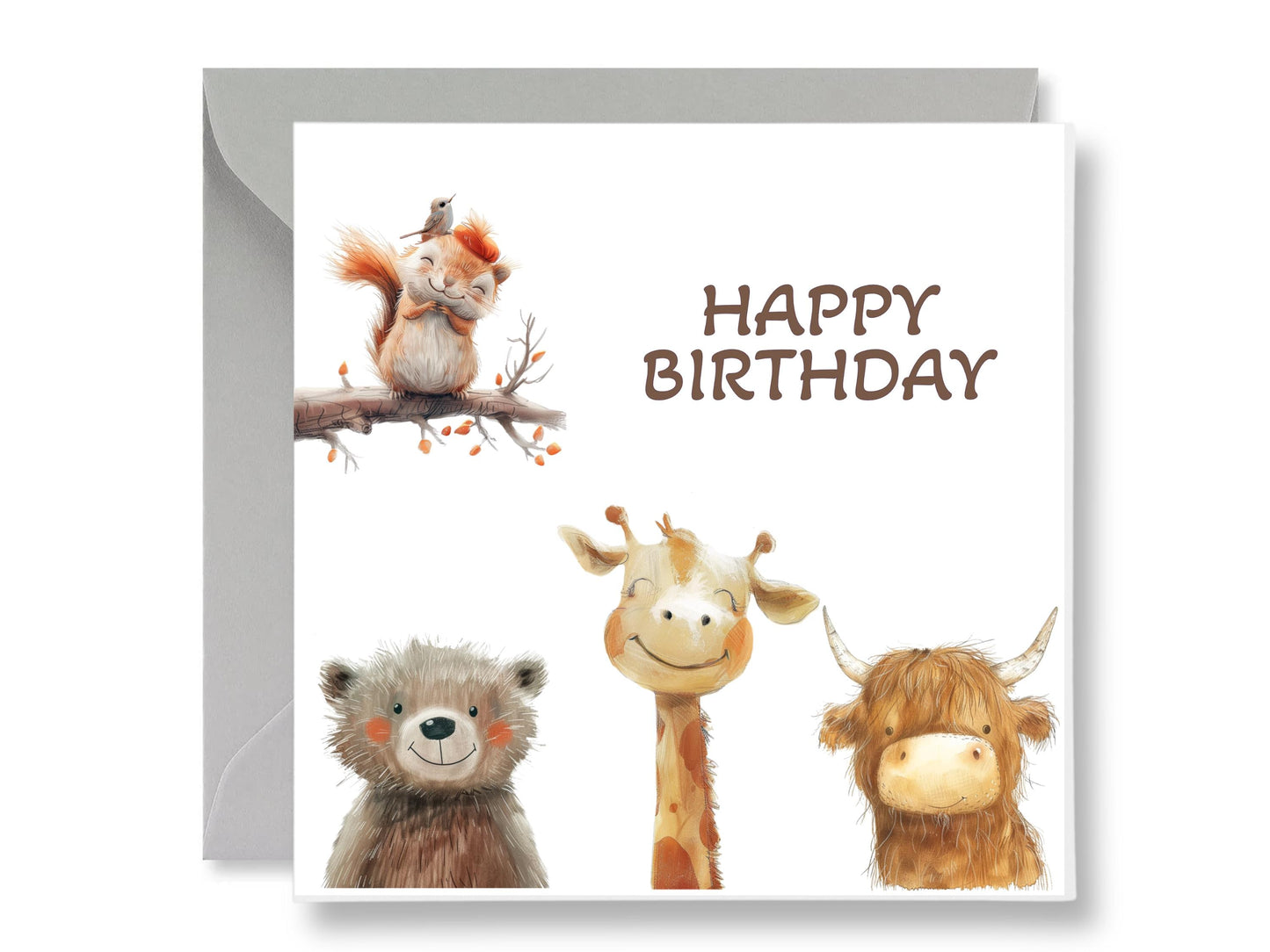 Handmade Safari Animals Birthday Card with Gift Tags