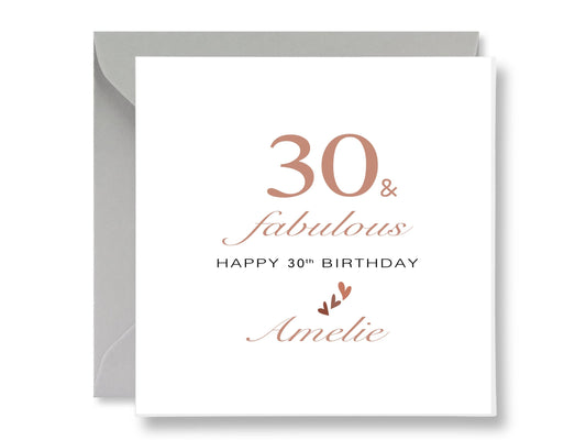 Personalised 30th Birthday Card