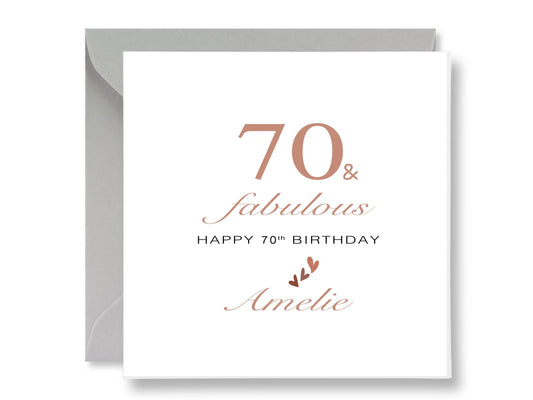 Personalised 70th Birthday Card, 70th and Fabulous
