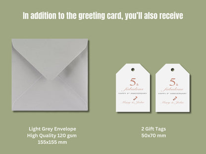 Personalized 5th Happy Anniversary Card