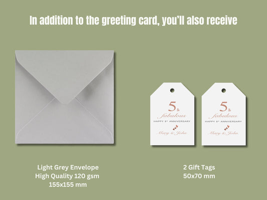 Personalized 5th Happy Anniversary Card