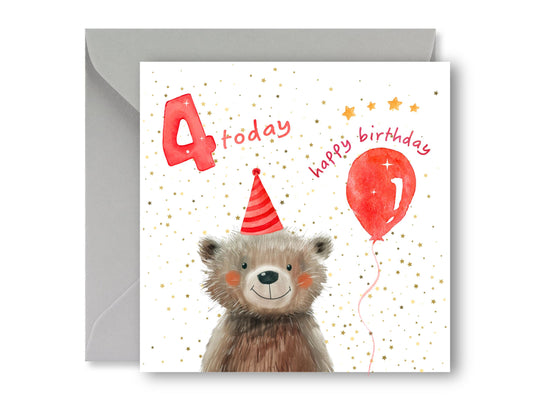 4 Today Birthday Card, 4th Birthday Card