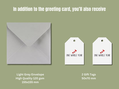First Anniversary Card, One Whole Year