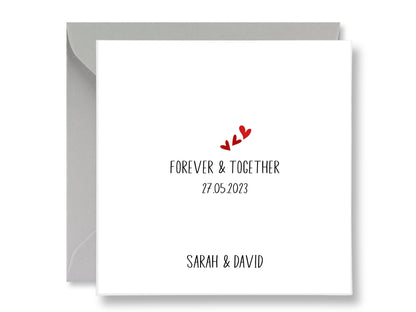 Personalized Anniversary Card, Forever & Together, Custom Names