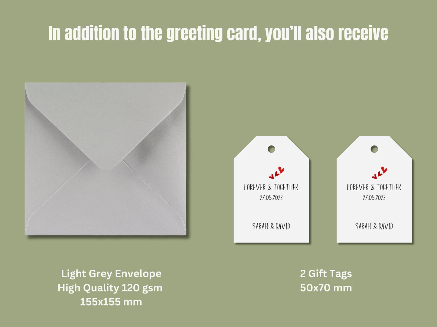 Personalized Anniversary Card, Forever & Together, Custom Names