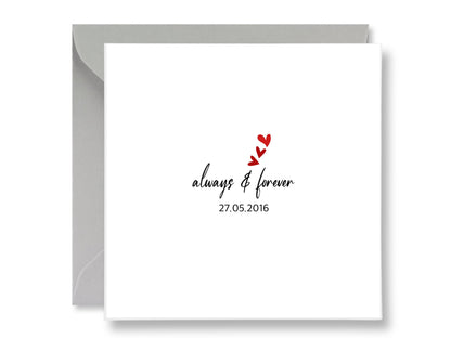 Personalized Anniversary Card, Always & Forever, Custom Date
