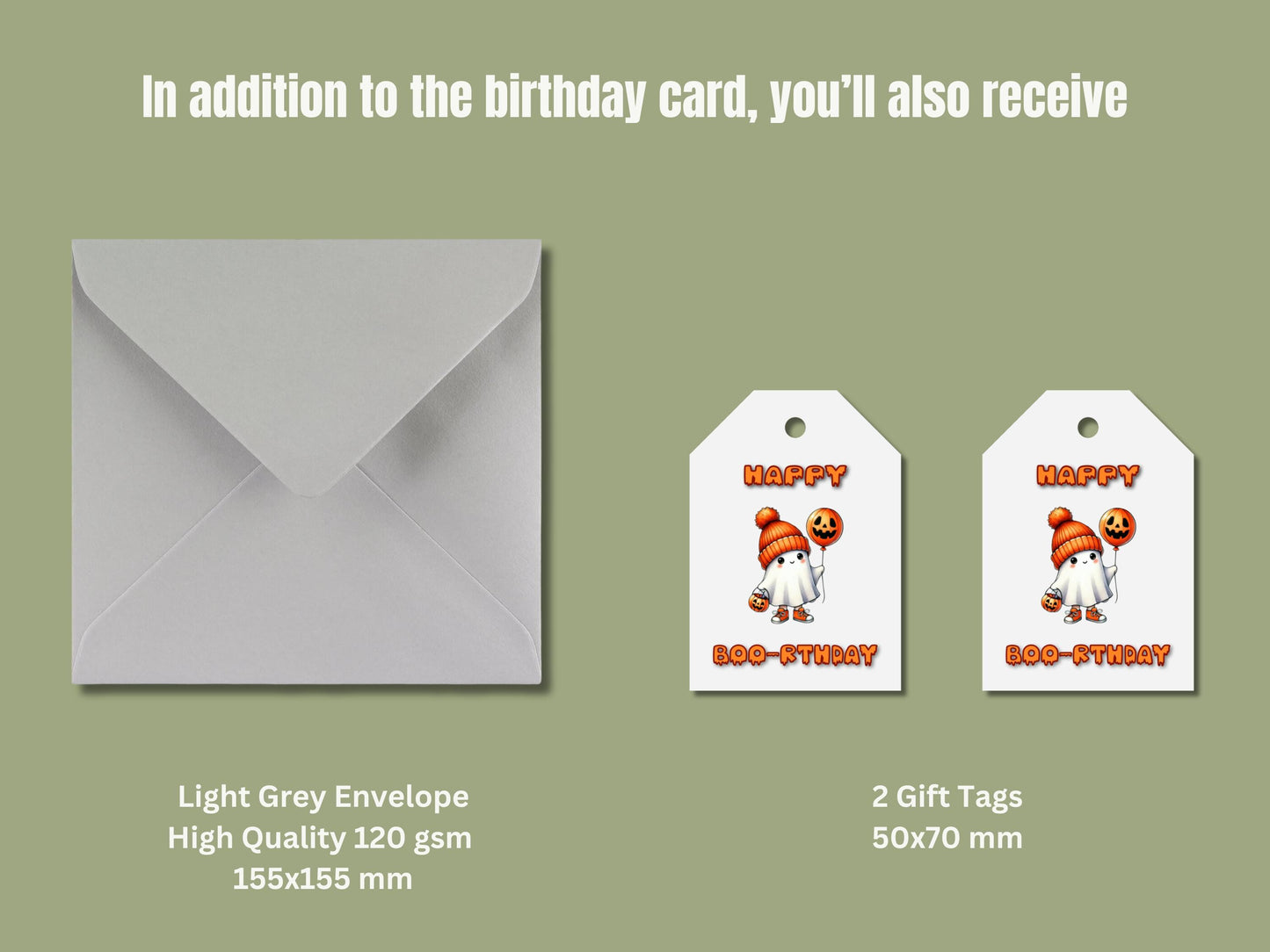 Cute Ghost Halloween Birthday Card – "Boo-rthday" Handmade Greeting