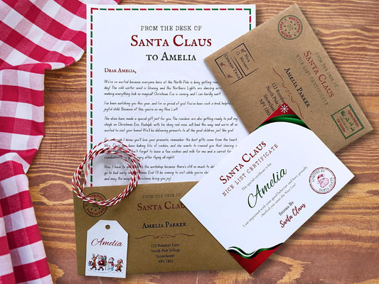 Personalised Santa Letter & Nice List Certificate Set