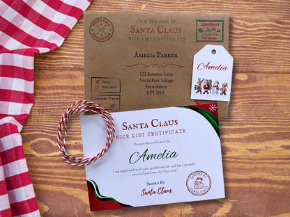 Personalised Santa Letter & Nice List Certificate Set